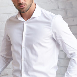 Classic White Men's Shirt Black Sim 0385-16076 Long Sleeve