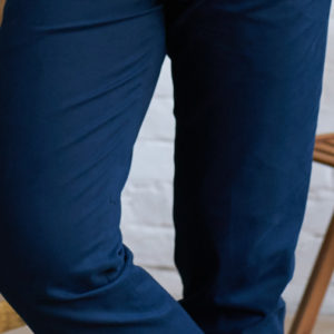 Pantaloni chino elegante pentru bărbați în albastru Black Sim 1004 din bumbac gros
