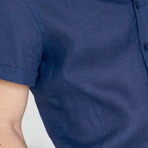 Мъжка риза BlackSim 1880 синя с къс ръкав