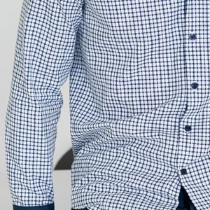 Camicia classica da uomo Black Sim A238-19599 - camicia da uomo a quadretti bianca con maniche lunghe.