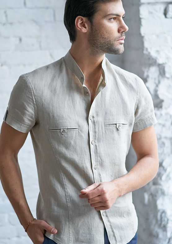 Мужская Рубашка С Коротким Рукавом Blacksim Н451-451