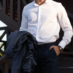Классическая белая мужская рубашка BlackSim 5716-90001 с длинным рукавом