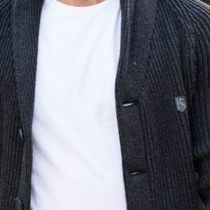 Мужская вязаная кофта BlackSim W302 глубокого серого цвета