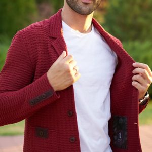 Erkek örme ceket BlackSim W451 parlak kırmızı