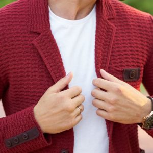Men's knitted jacket BlackSim W451 bright red